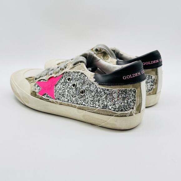 Golden Goose Pink and Silver Star Sneakers - Picture 5 of 9